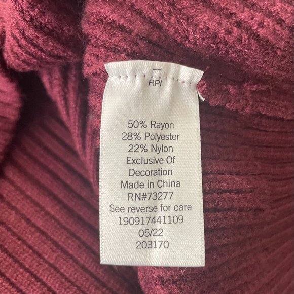 NWT Women's Nine West Quarter Zip Burgundy Pullover Sweater Sequined - Small - Picture 5 of 5